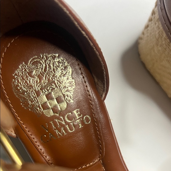 Vince Camuto Brown Leather Wedge Sandals - Picture 2 of 12